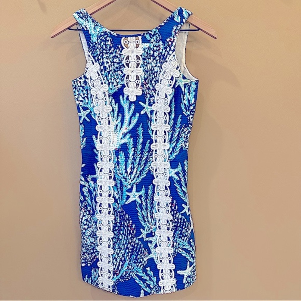 Lilly Pulitzer Blue and White Sleeveless Shift Dress - Picture 7 of 13